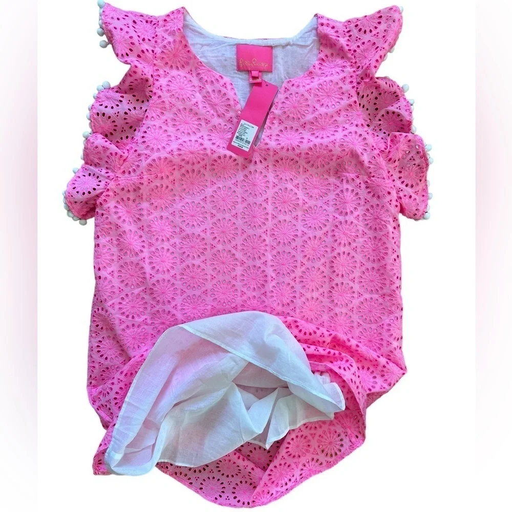 LILLY PULITZER Small Astara in Prosecco Pink Neon Geo Eyelet dress - Picture 14 of 16